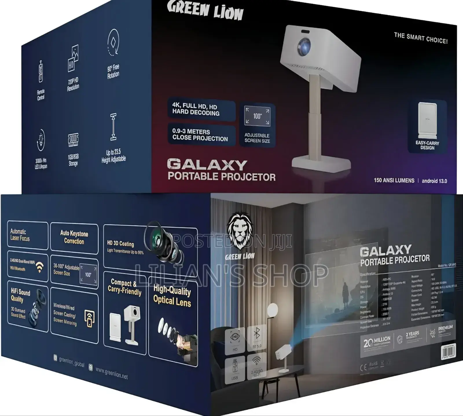 Green Lion Galaxy Portable Projector, Projector With Speaker