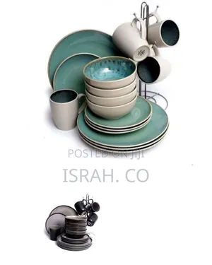 16-Piece Modern Stoneware Dinnerware Set With Mug Tree - Multicolor