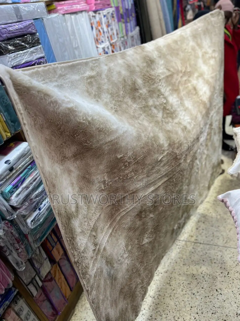 1.5mx2m Patched Light Brown Fluffy Carpet - Black Bottom