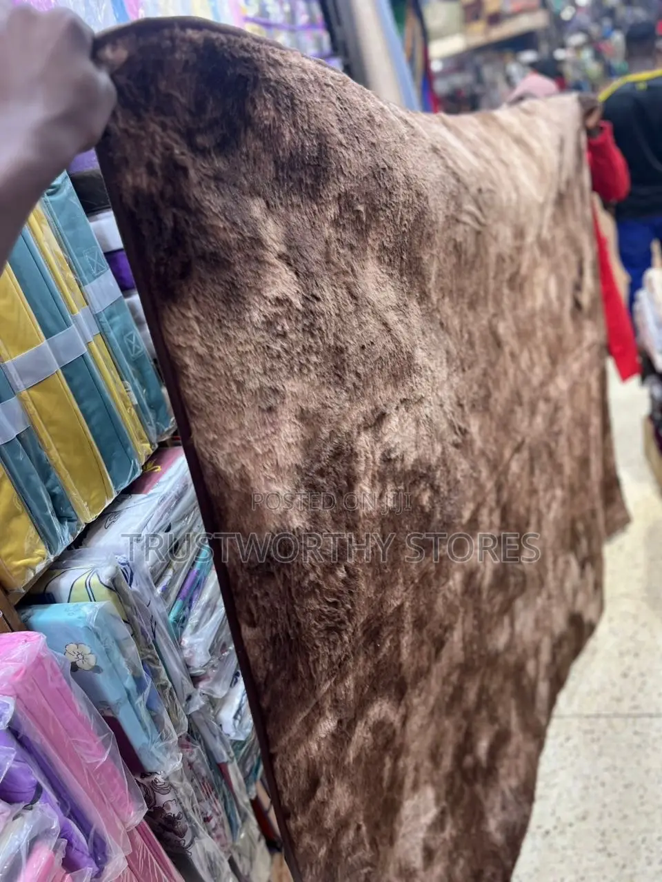 1500cmx200cm Patched Brown Fluffy Carpet - Black Bottom