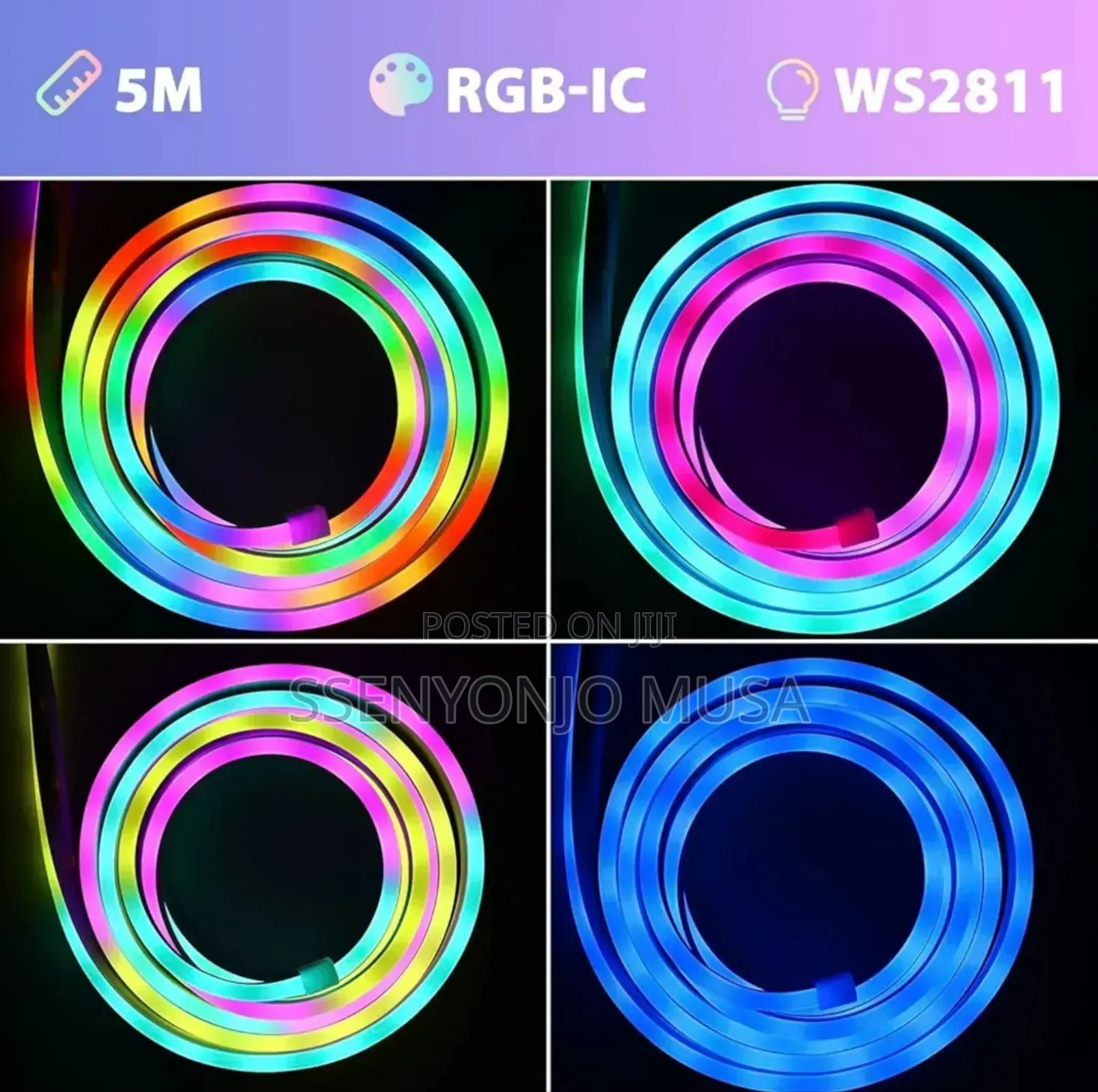 Neon RGB Led Strip Light 5m – Usb Waterproof Ip67, Bt App Remote