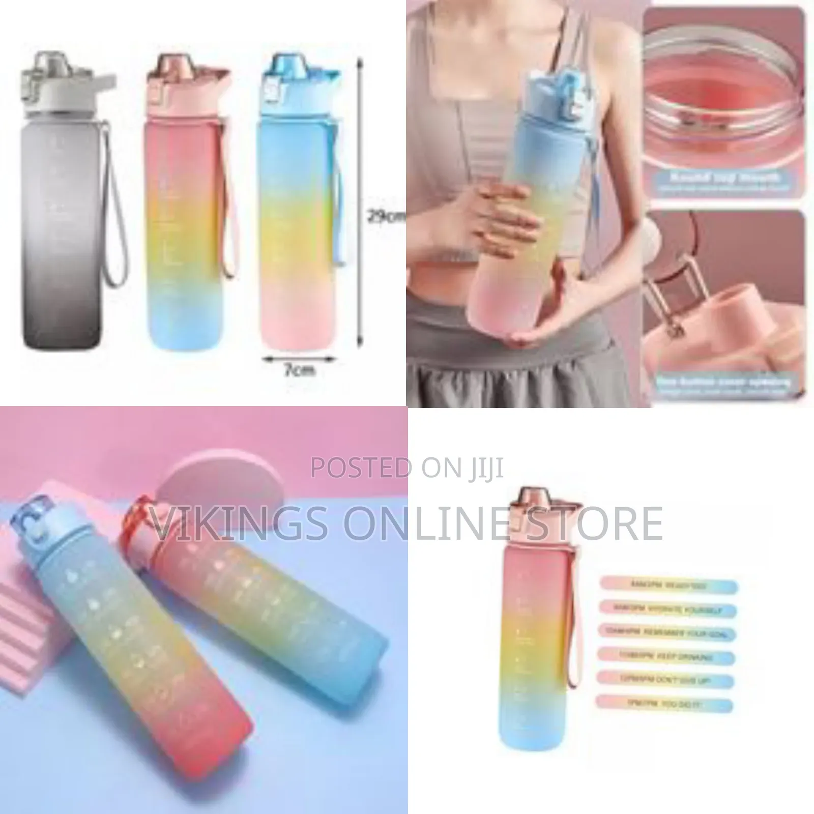 1l Time Marked Fitness Jug Outdoor Frosted Water Bottle, Multi-Colour