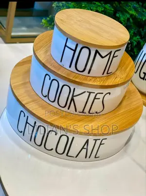 3-Piece Set of White Ceramic Kitchen Storage Canisters