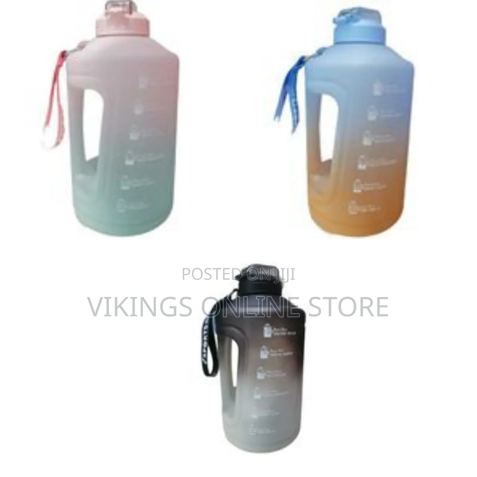 3.78l Time Marked Fitness Jug Outdoor Frosted Water Bottle -Multicolor