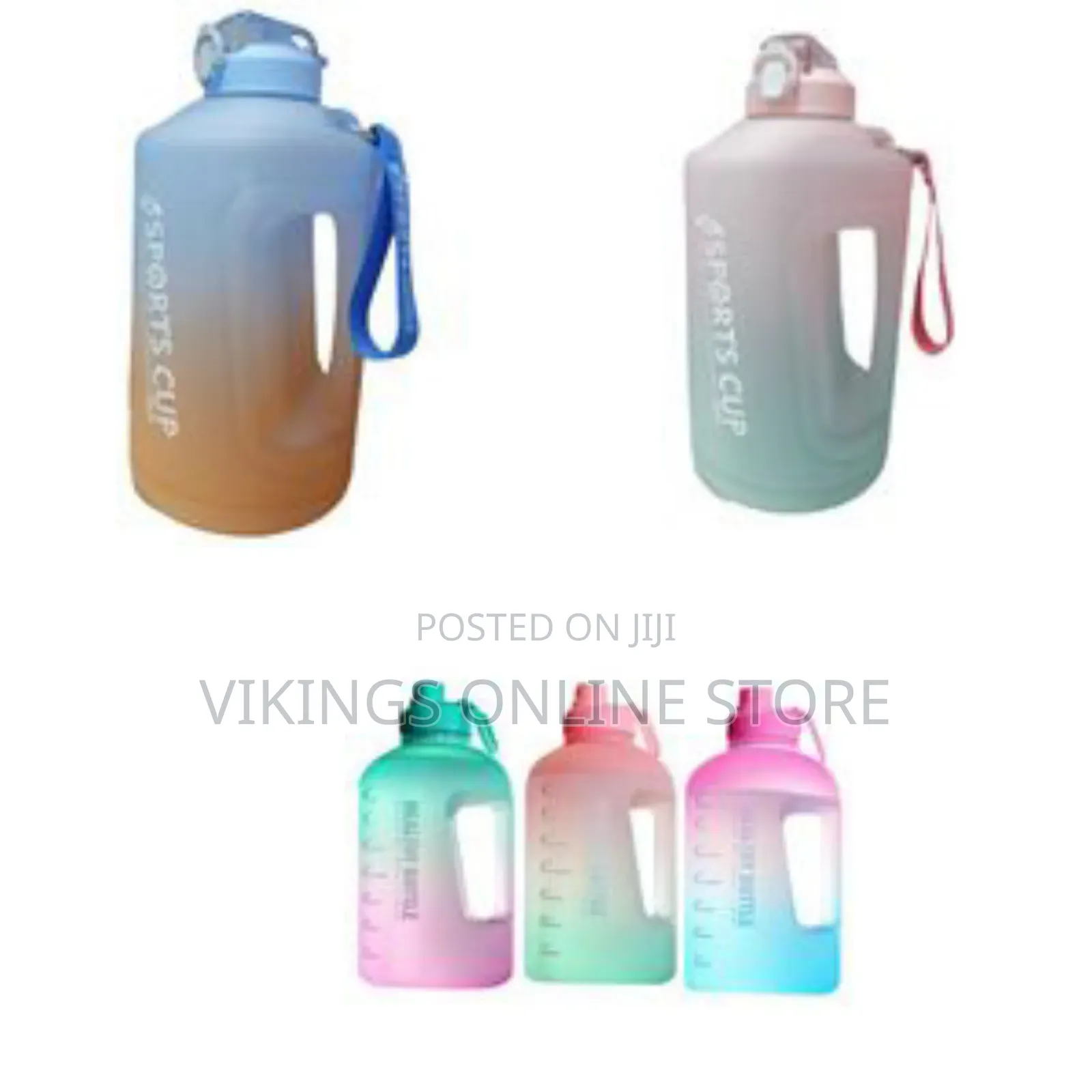 3.78l Time Marked Fitness Jug Outdoor Frosted Water Bottle -Multicolor