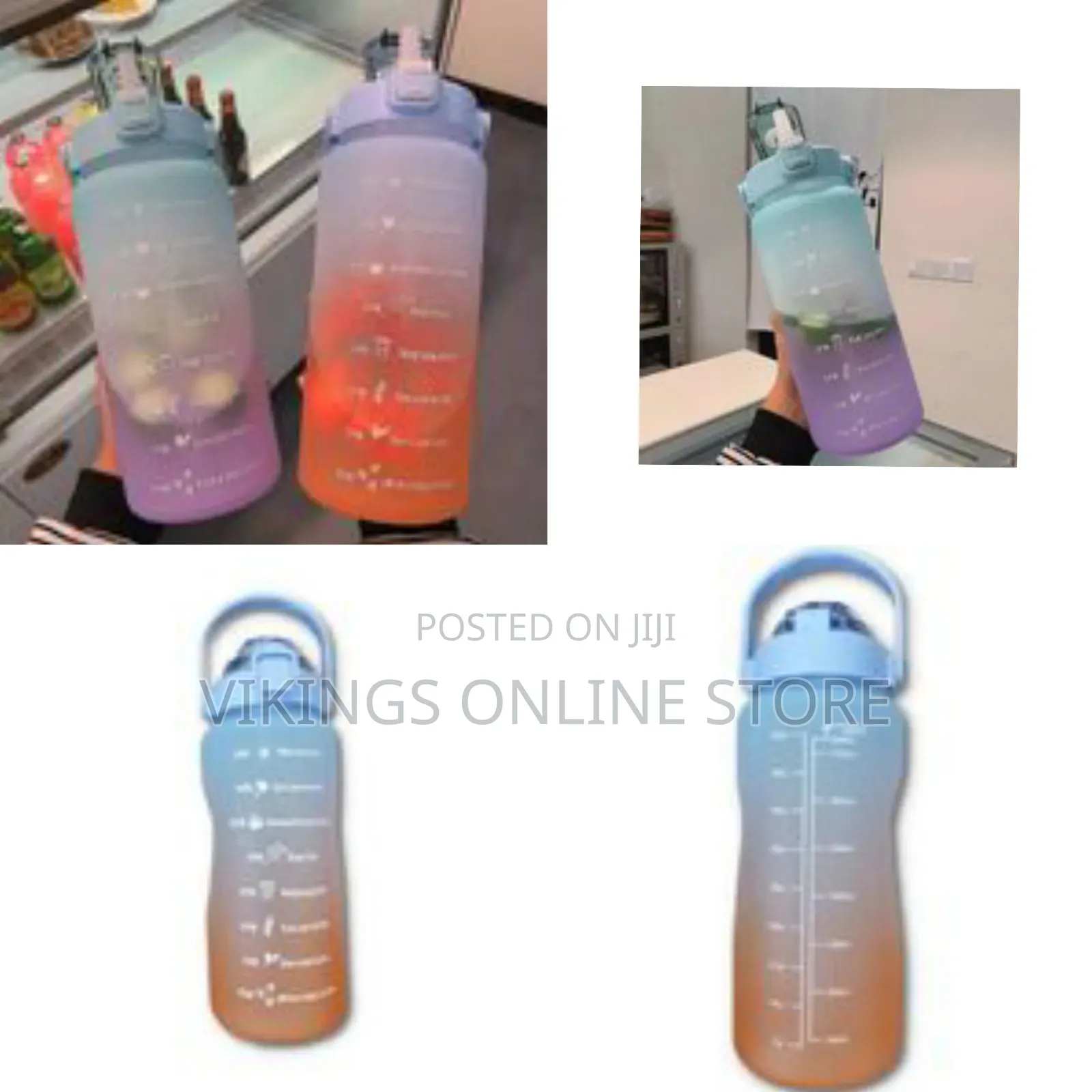 2l Time Marked Fitness Jug Outdoor Frosted Water Bottle Color May Vary