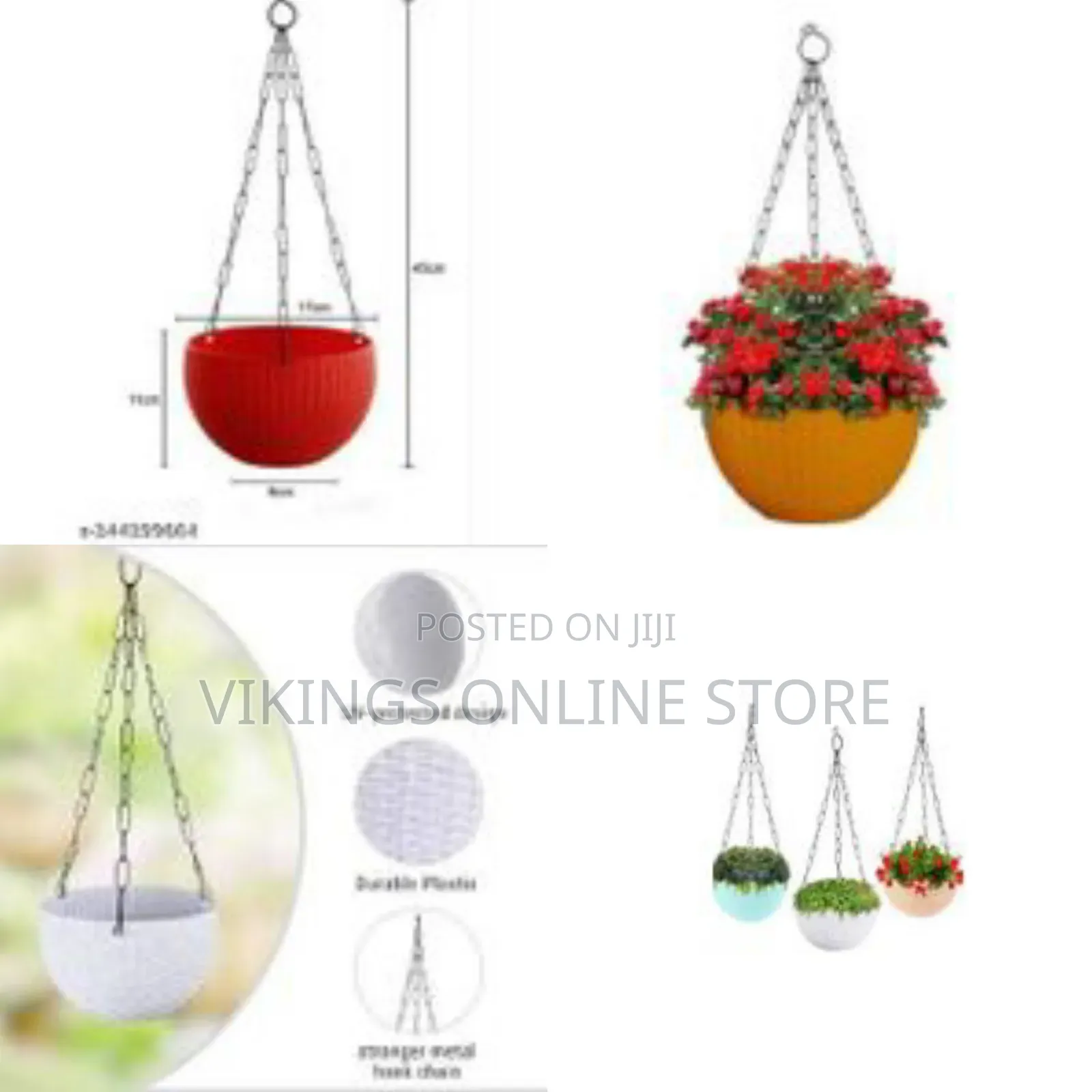 Rattan Waven Urban Home Plastic Flower Pot Hanging Basket With Metal