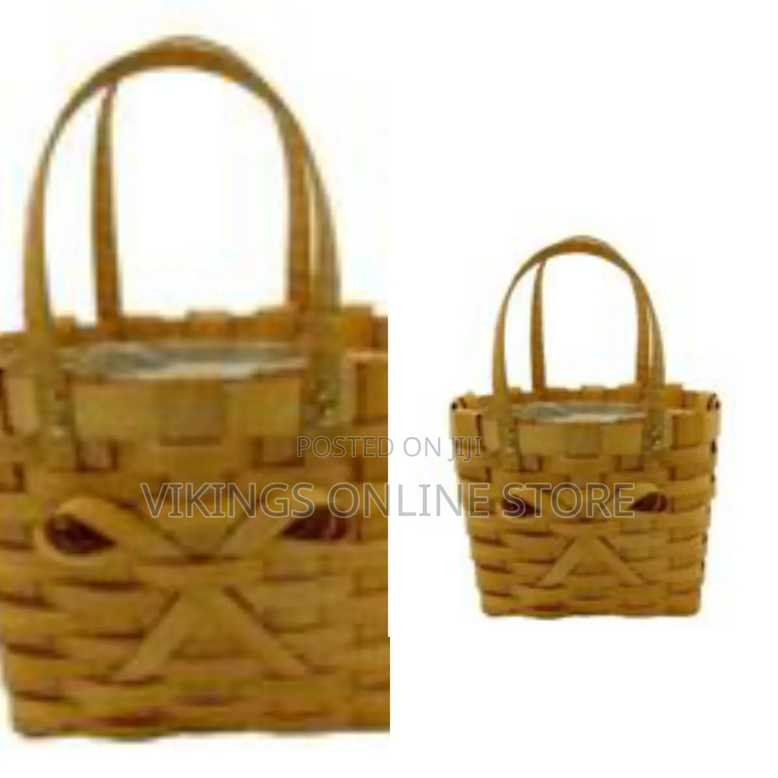 2 Piece Woven Flower Poppy Personal Picnic Basket, Fruit Insulated Bag