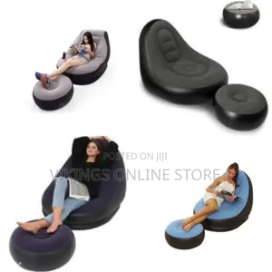 Intex Inflatable Flocking Air Chair With Footrest Blow Up Couch