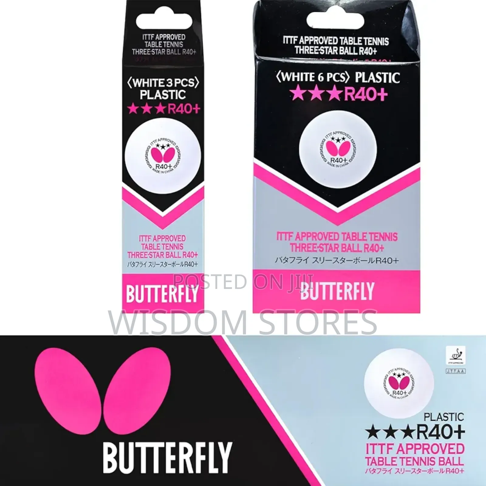 Butterfly R40+ Table Tennis Balls - 40mm White Ping Pong Ball