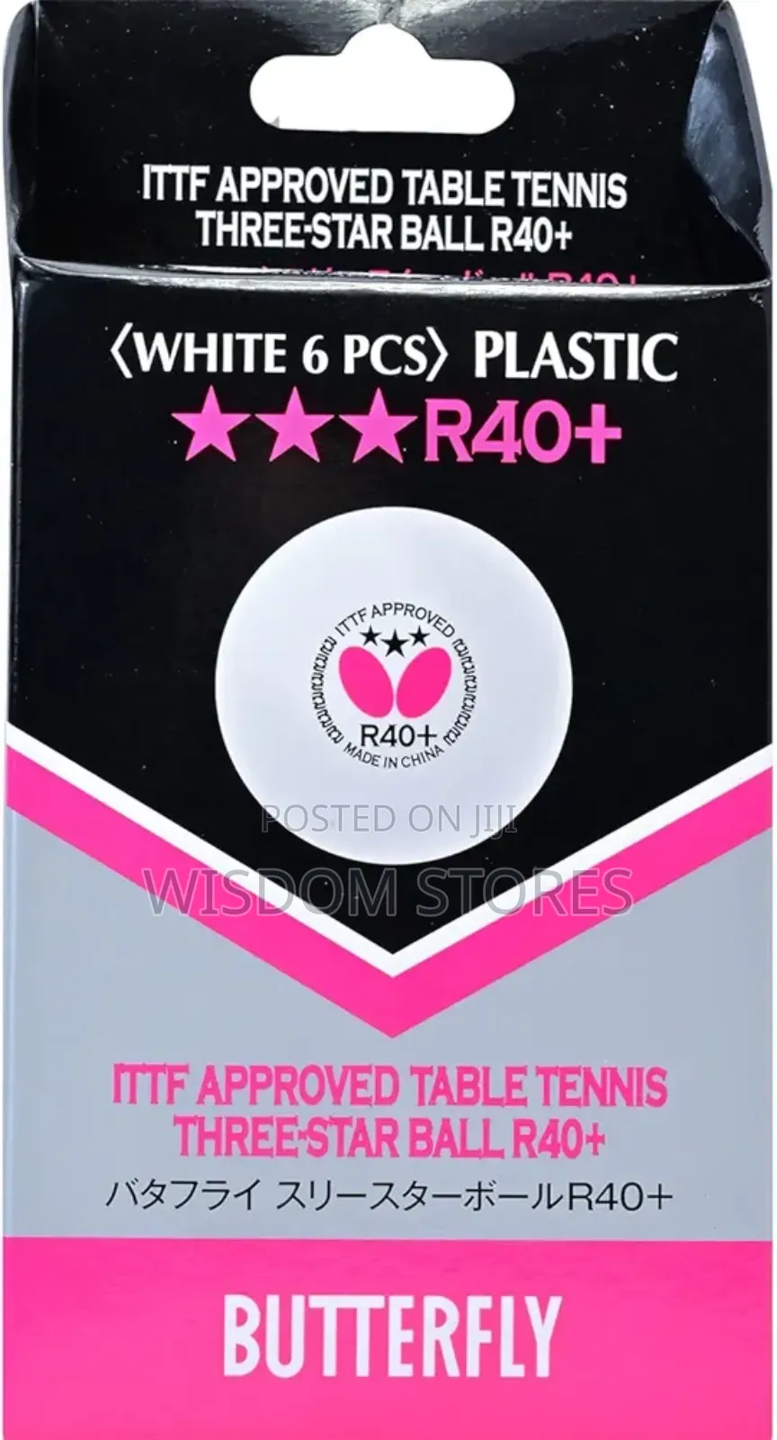 Butterfly R40+ Table Tennis Balls - 40mm White Ping Pong Ball