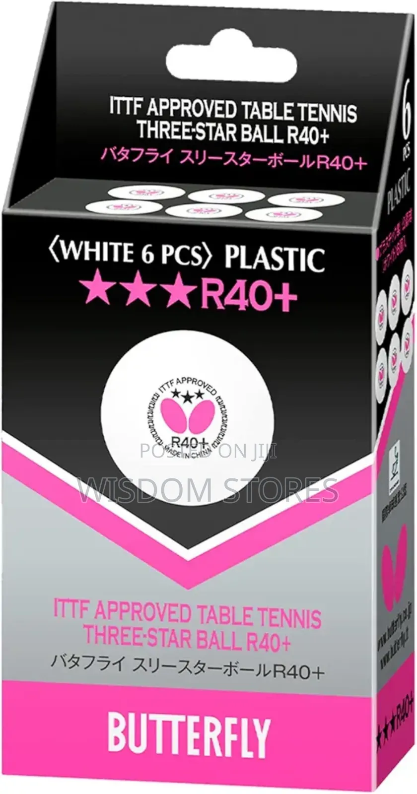 Butterfly R40+ Table Tennis Balls - 40mm White Ping Pong Ball