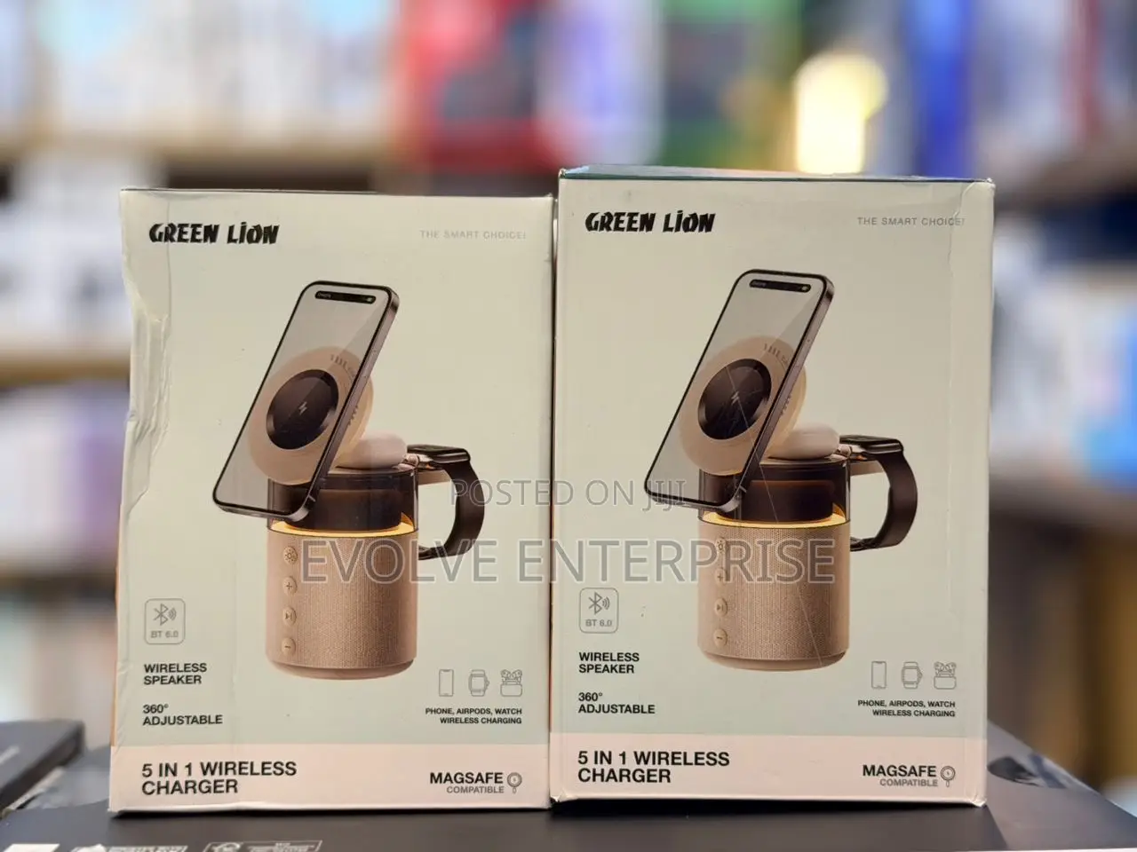 Green Lion 5in1 Wireless Charger With Integrated Bluetooth Speaker