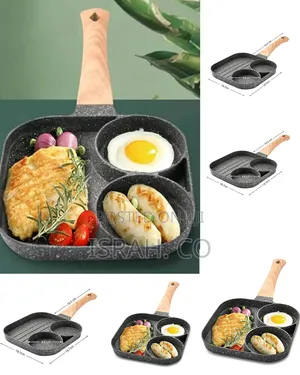 3-Section Nonstick Frying Pan - Divided Fry Pan With Maifan Stone