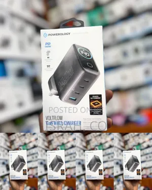 Powerology Voltflow Gan Wall Charger With Pd 140w, Single Usb-a 