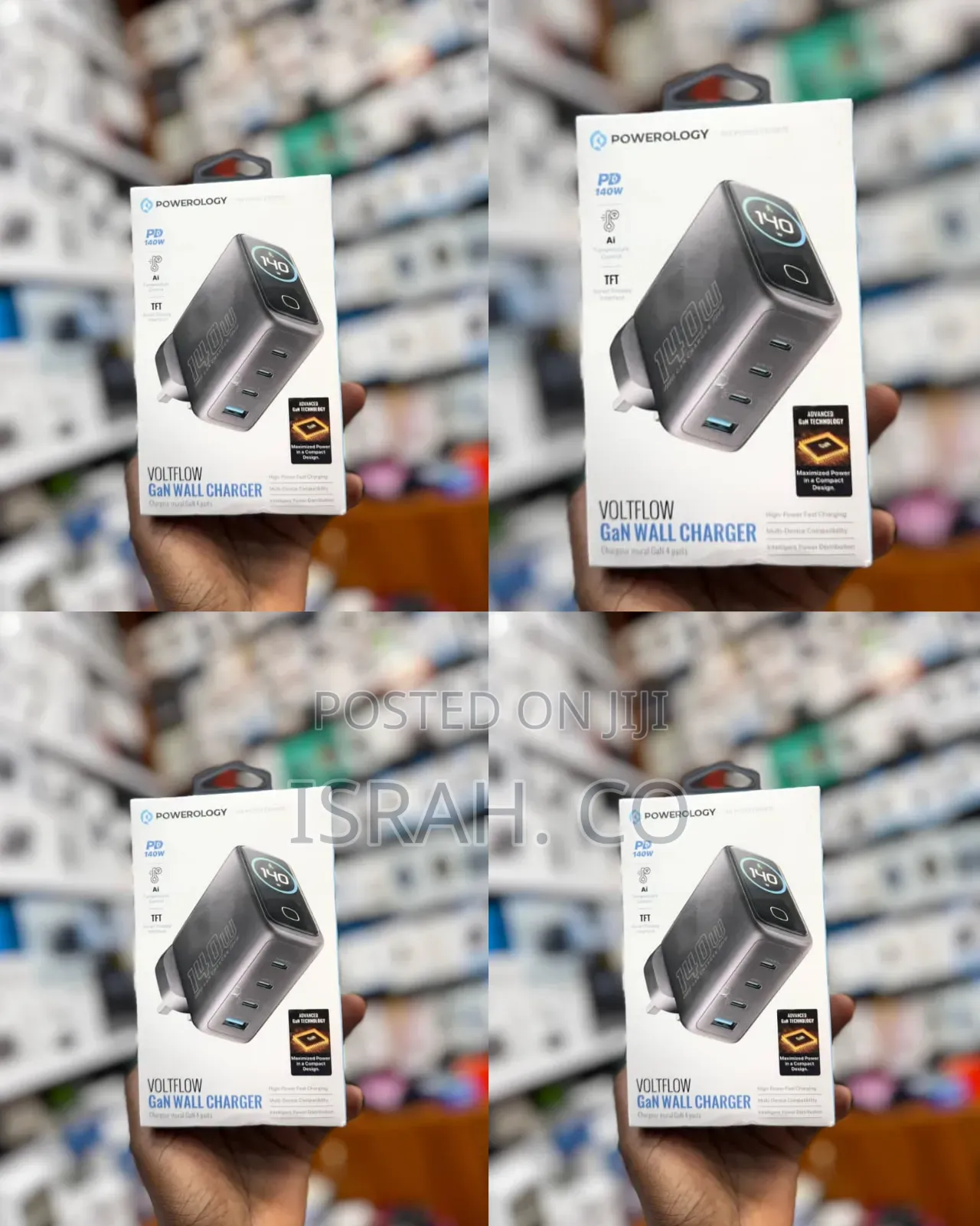 Powerology Voltflow Gan Wall Charger With Pd 140w, Single Usb-a 