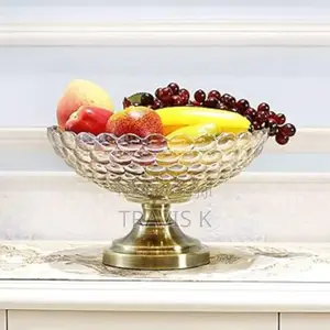 Brown Glass High-Legged Fruit Bowl, Can Also Be Used as a Snack Tray