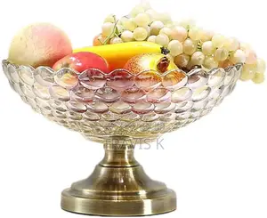 Brown Glass High-Legged Fruit Bowl, Can Also Be Used as a Snack Tray