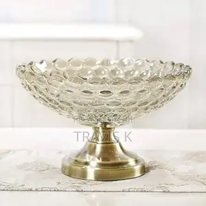 Brown Glass High-Legged Fruit Bowl, Can Also Be Used as a Snack Tray