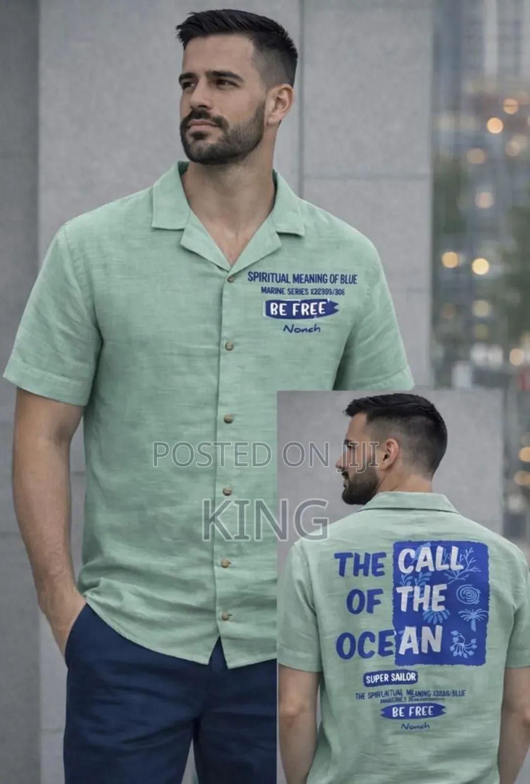 Spread Collar Linen Shirt
