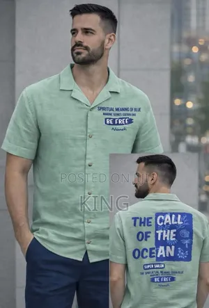 Spread Collar Linen Shirt