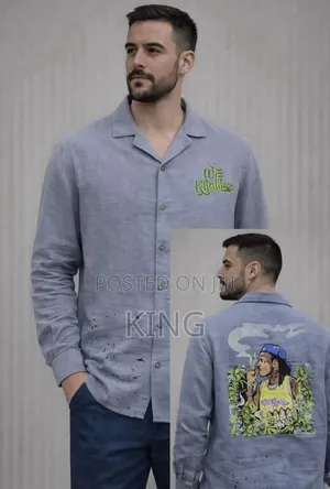 Artistic Print Linen Shirt
