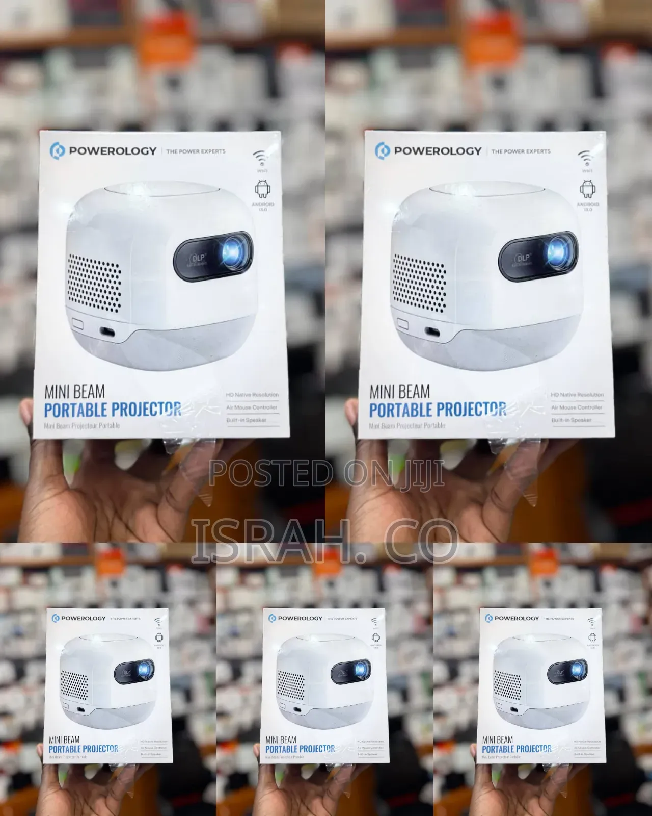 Powerology Palm Size Portable Projector, Mini Beam, 8000mah Battery,