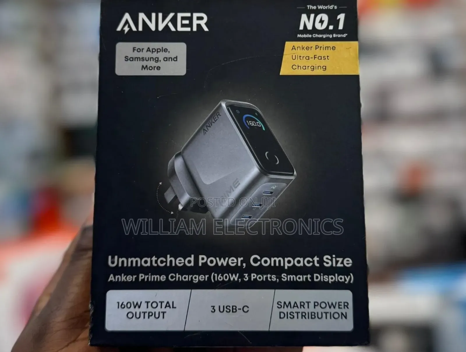 Anker Prime Charger 160w, 3ports, Smart Power Distribution