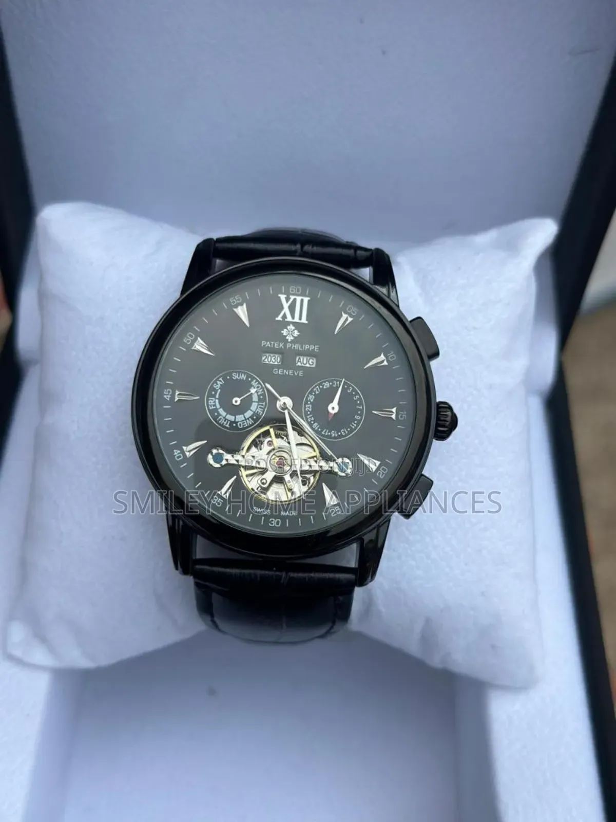 Patek Phillipe Black Face Men's Authentic Mechanical Wrist Time Piece