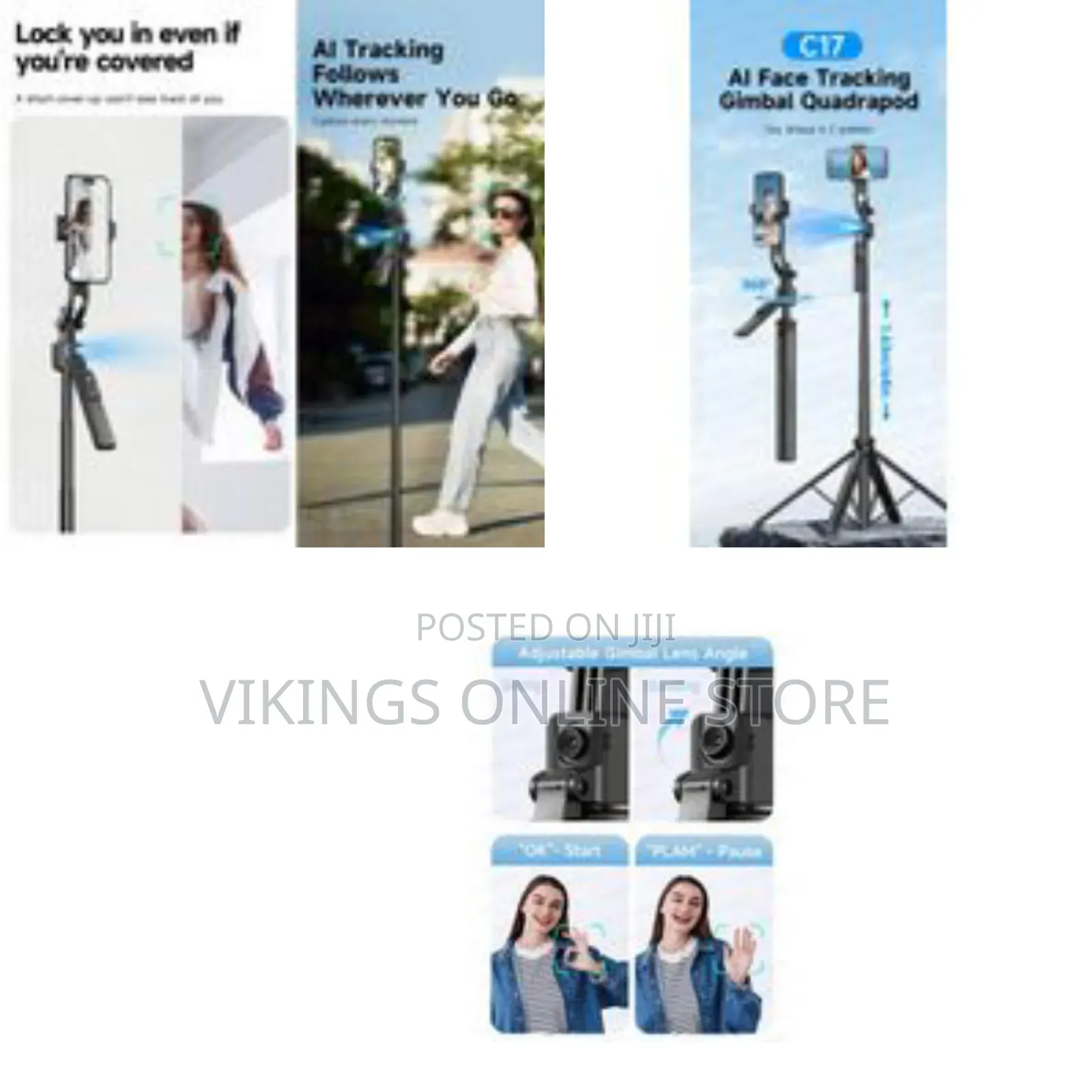 C17 Intelligent Ai Face Tracking Tripod 360 Rotation With Stand