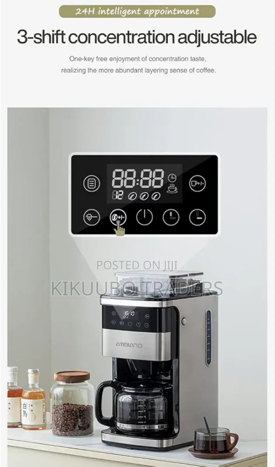 Ambient Digital Display Coffee Maker and Grinder