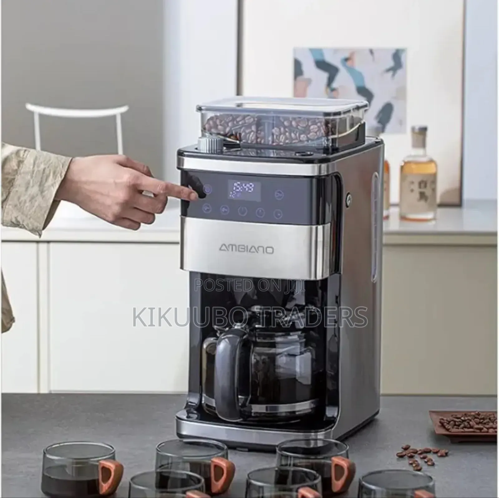 Ambient Digital Display Coffee Maker and Grinder