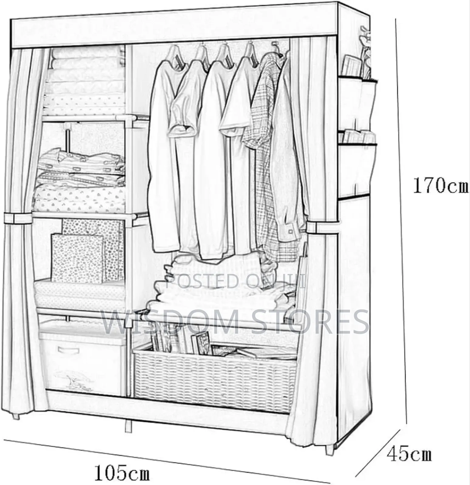 Foldable Wardrobe For Clothes 2 Column