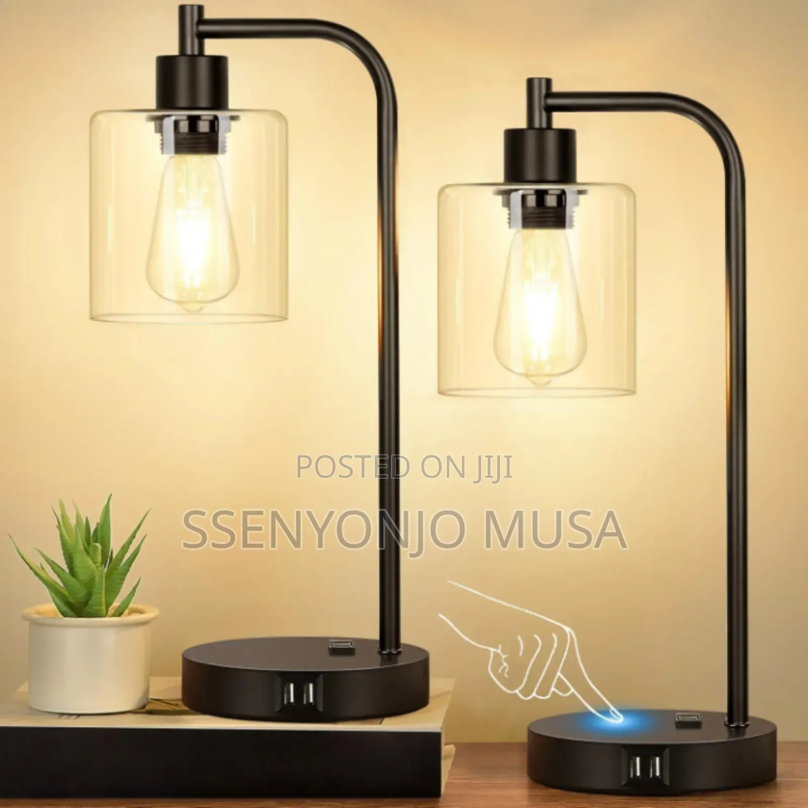 Modern Table Lamp With Usb A+C Ports Outlet, Bedside Desk Lamp