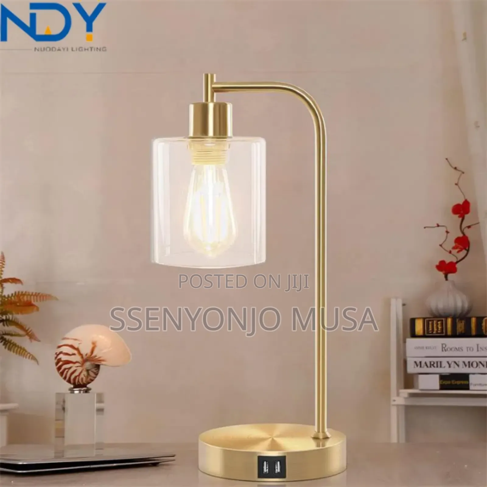 Modern Table Lamp With Usb A+C Ports Outlet, Bedside Desk Lamp