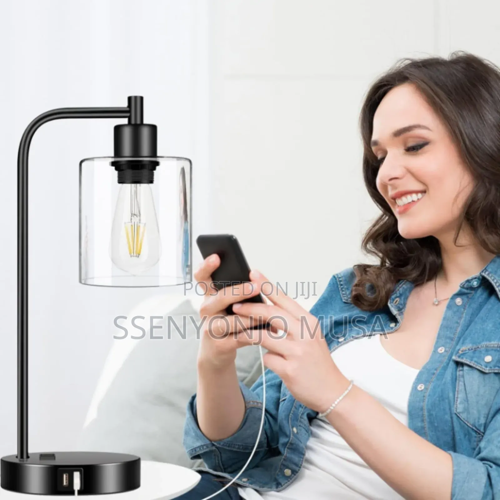 Modern Table Lamp With Usb A+C Ports Outlet, Bedside Desk Lamp