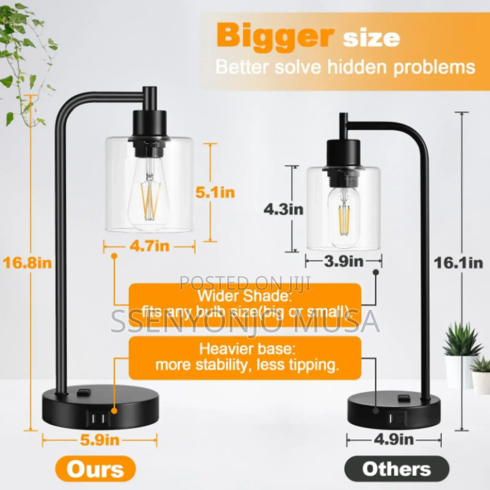 Modern Table Lamp With Usb A+C Ports Outlet, Bedside Desk Lamp