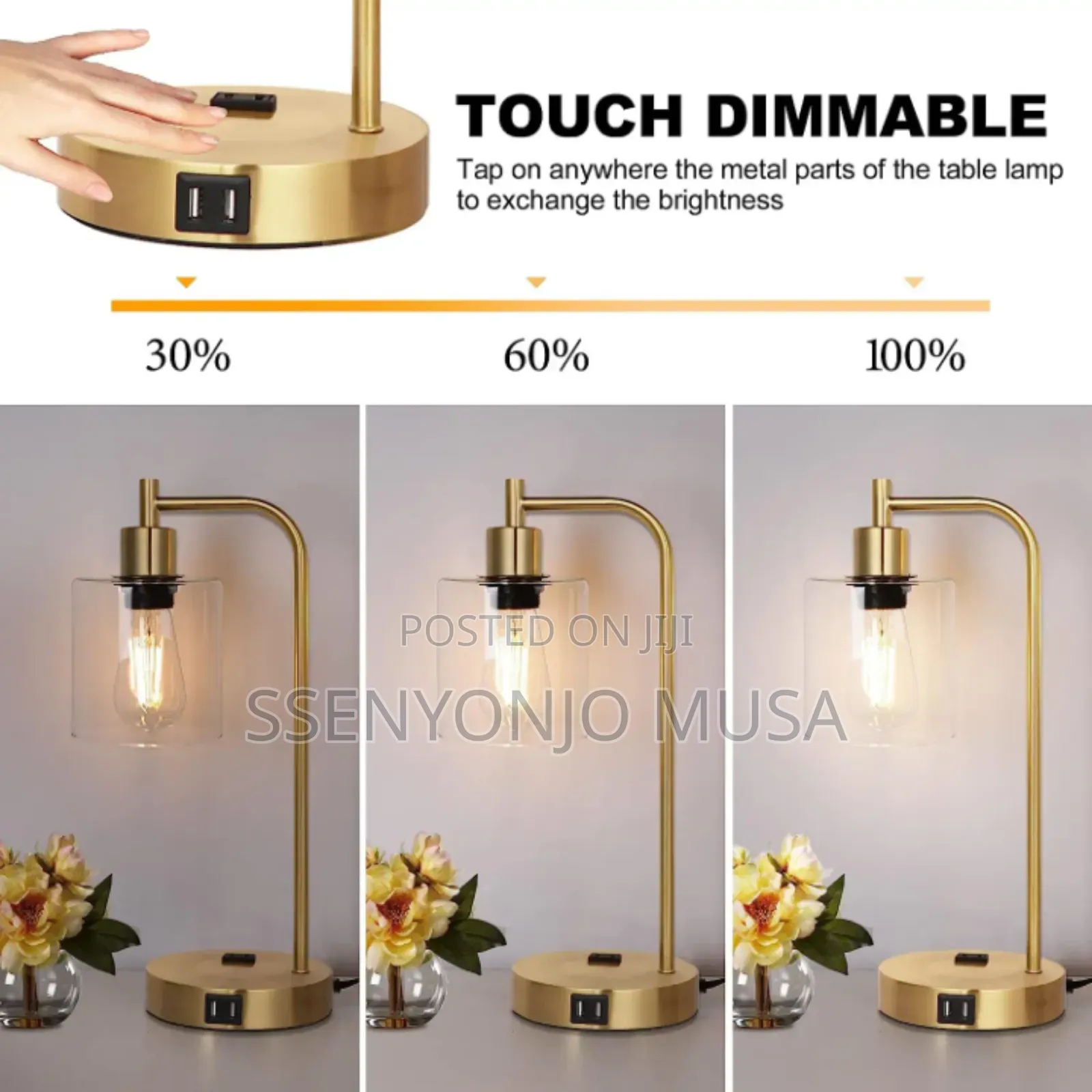Modern Table Lamp With Usb A+C Ports Outlet, Bedside Desk Lamp