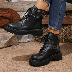Women's Fashion Boots Black White 