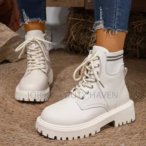 Women's Fashion Boots Black White 