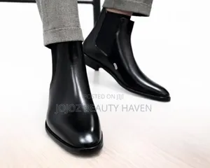 Black Leather Chelsea Gentle Boots