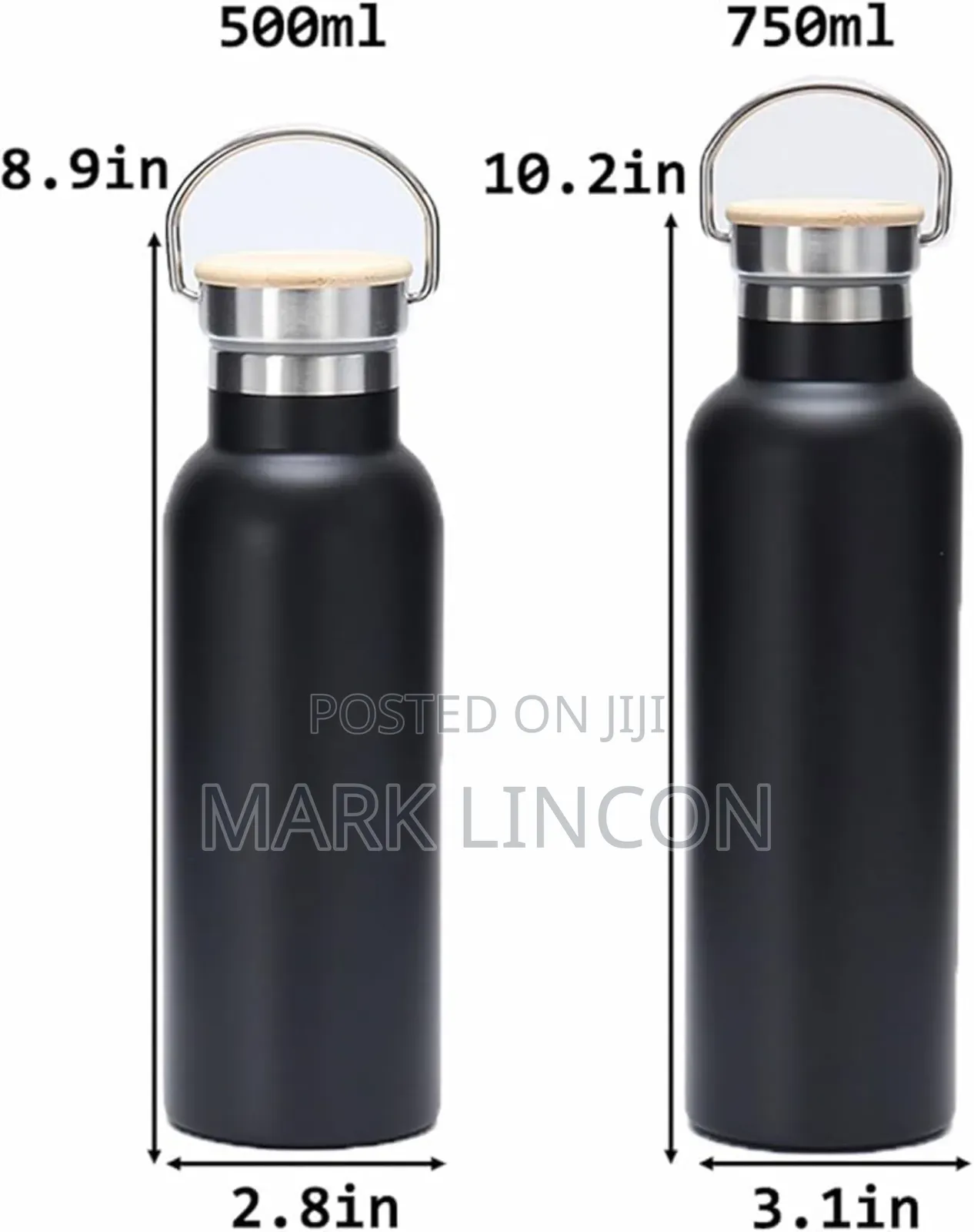 Portable Vacuum Insulated Flask With a Bamboo Lid.
