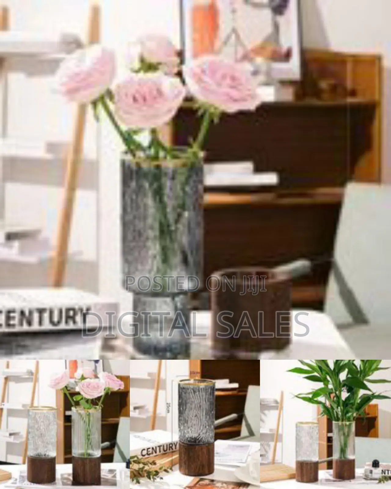Contemporary Textured Glass Flower Vase