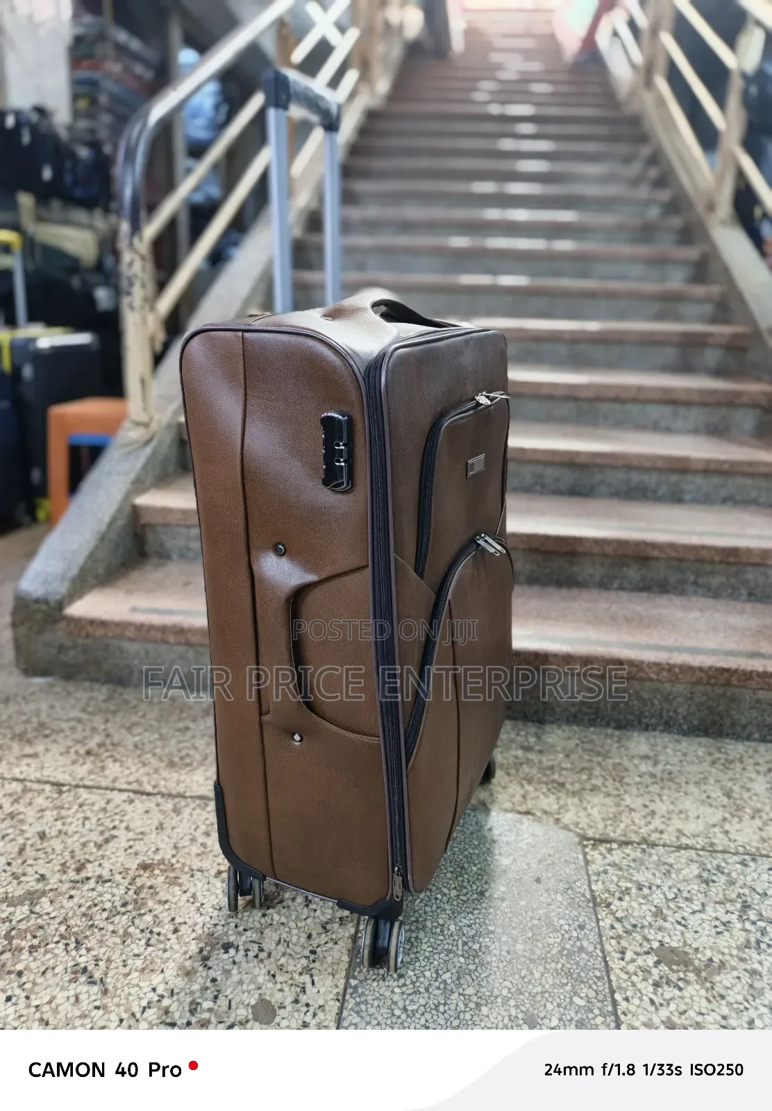 Exotic Leather Suitcases. Medium Size. Brown Color