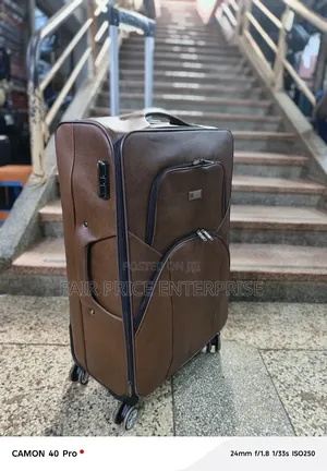 Original Leather Suitcases. Large Size. Brown Color