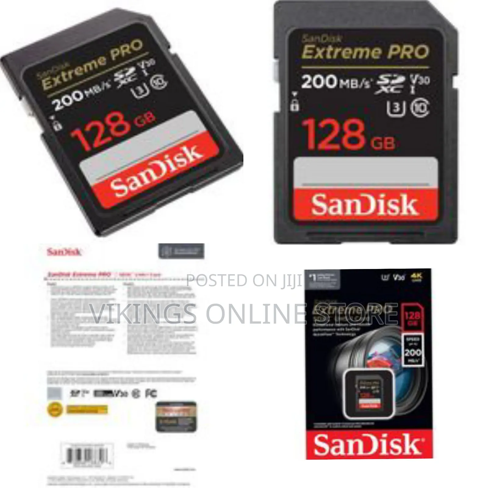 Sandisk 128gb Extreme Pro Uhs-I SDXC Memory Card C10, U3, V30, Uhd