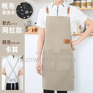 Water Resistant Kitchen Apron With Adjustable Leather Straps