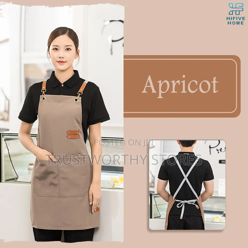 Water Resistant Kitchen Apron With Adjustable Leather Straps
