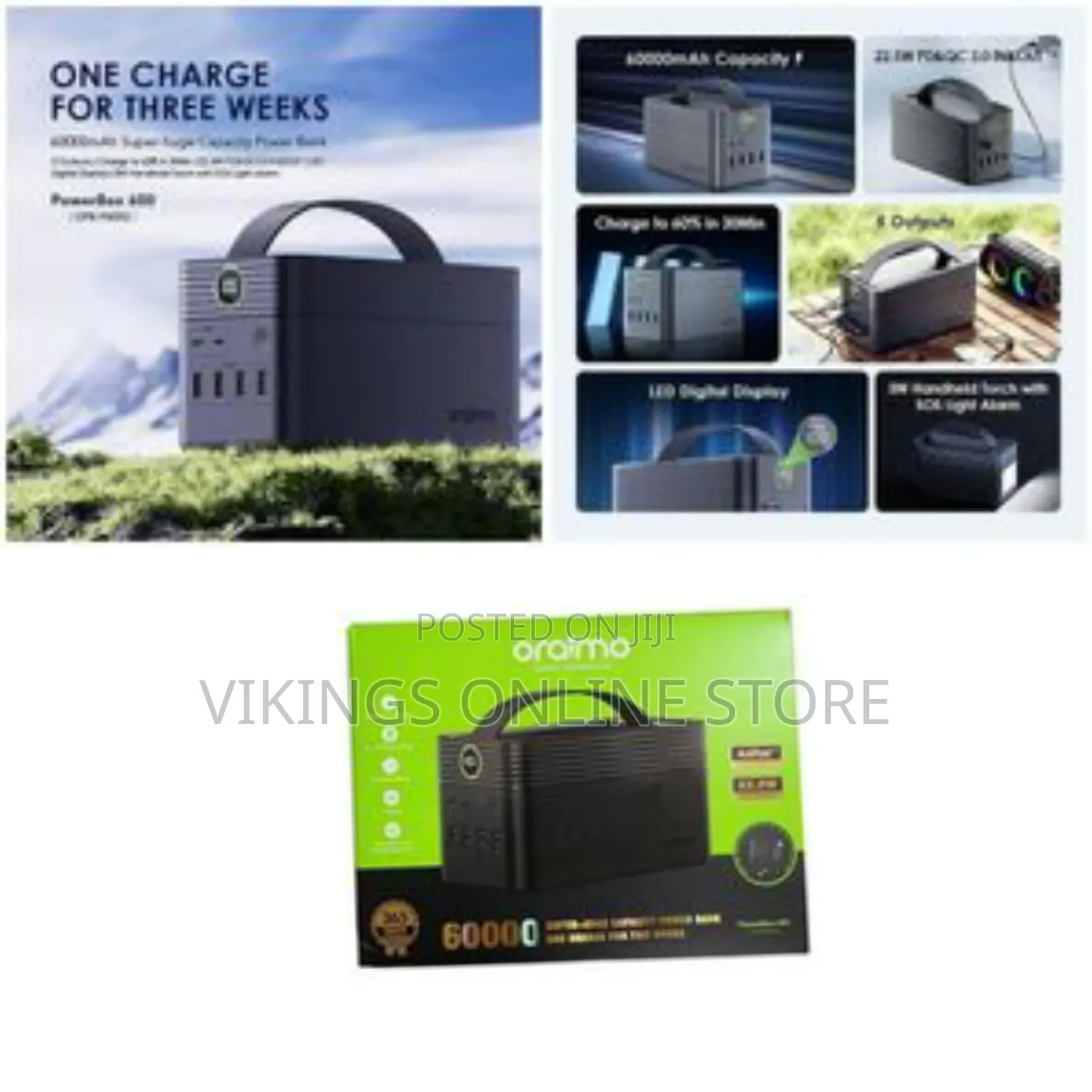 Oraimo Powerbox 600 - Opb-P600q - Power Bank 60000mah - Black