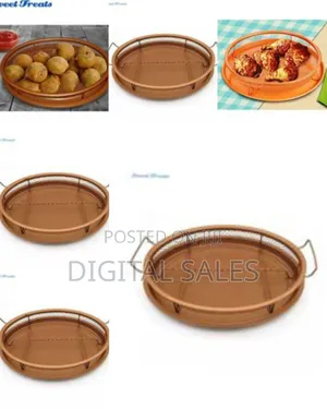 2-Pc Round Nonstick Oven Air Fryer Crisp Baking Pan/Tray